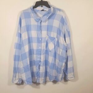 Divided Blue and White plaid shirt Long sleeves Size 3XL